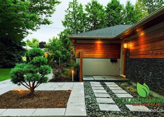 GTA-Landscaping-Alamosa-Dr.-Toronto-Heated-walkway-LED-lights-natural-stone