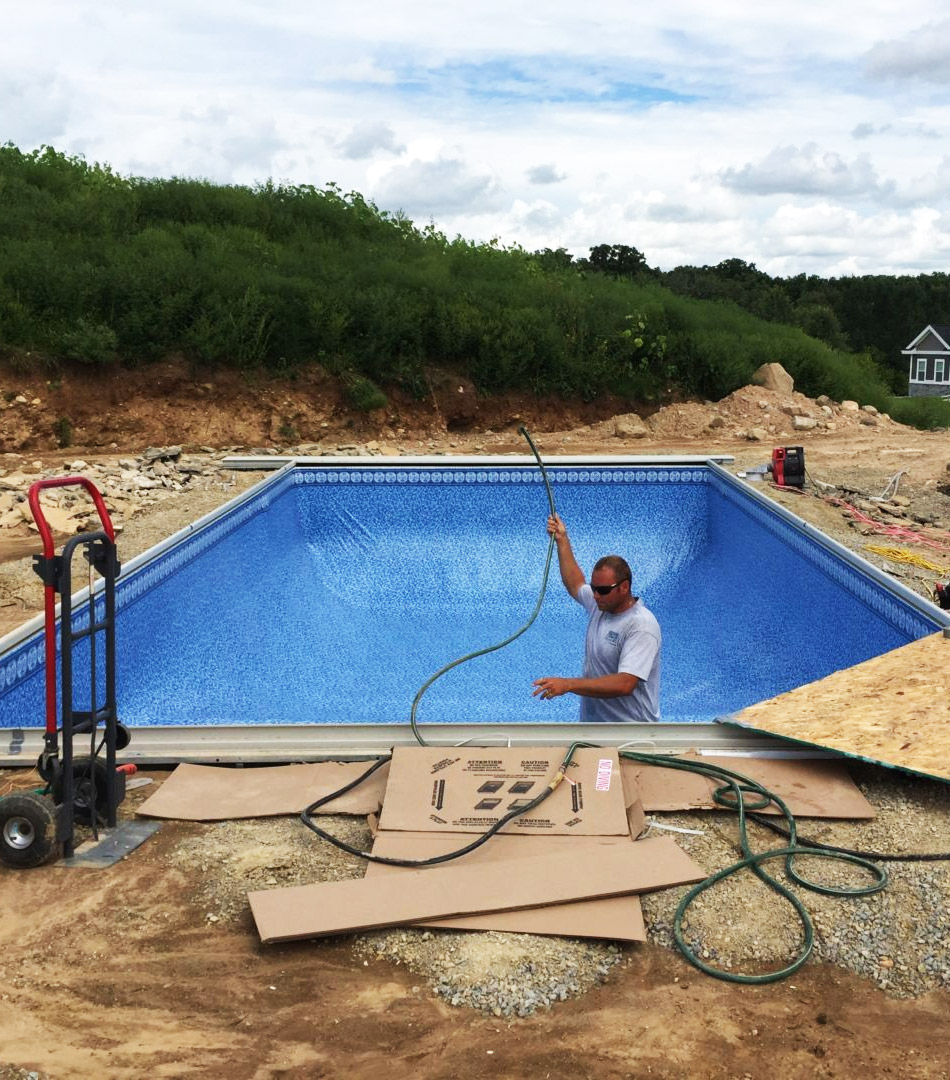 Vinyl Pool Construction in progress.